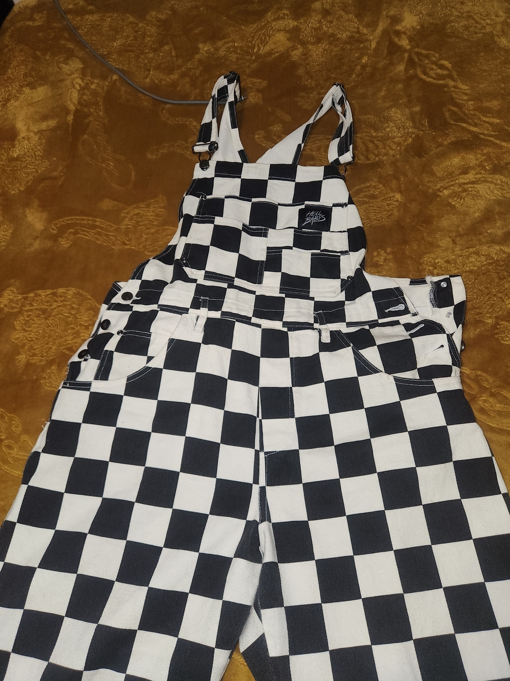 Black & White Checkered Women's Overalls